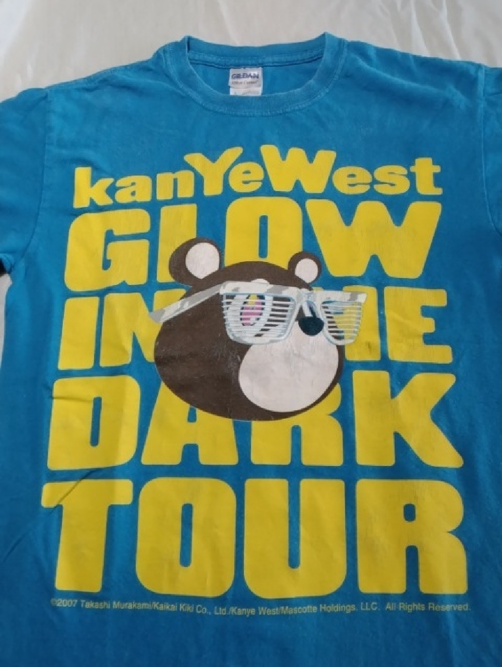 Kanye West " Glow in the Dark " Tour Short Sleeve T-Shirt - Blue , S , $48